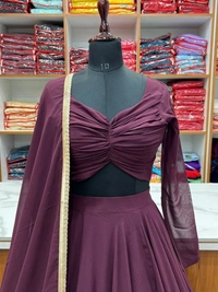 FWHB FANCY GEORGETTE LEHENGHA CHOLI FULLY STTICHED, WITH FANCY BLOUSE - XL, Magenta Red