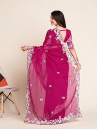 FWVLS SOFT SIMMER CHIFFON PARTY WEAR CUTWORK SAREE WITH BLOUSE PIECE - Rose