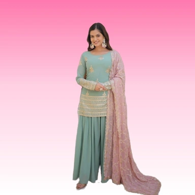 HEAVY EMBROIDERY & PLAZO SET