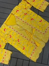 FWHB TRENDING SPECIAL CORDING WORK READY TO WEAR SAREE WITH FULL KOTI - XXL, Yellow