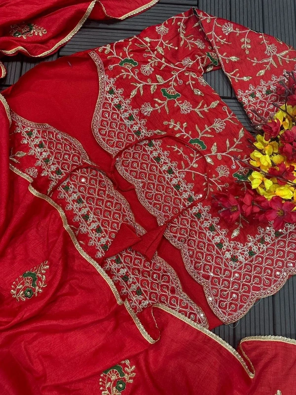 FWHB TRENDING SPECIAL CORDING WORK READY TO WEAR SAREE WITH FULL KOTI - XXL, Red