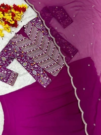 FWHB PARTY WEAR HEAVY EMBROIDERED JACKET LEHENGA SET WITH DUPATTA - XL, Purple
