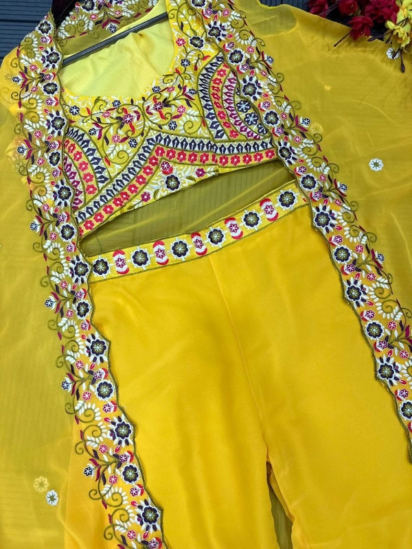 FWHB HALDI RASAM SPECIAL TRENDING EMBROIDERY CORDING WORK AND PARTY WEAR SHRUG - XL, Yellow