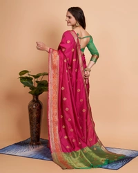 FWVLS BEAUTIFUL SOFT BANARASI SILK SAREE CRISTIN - Rani