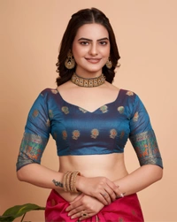FWVLS BANARASI JAQUARD SILK SAREE WITH RICH RICH CONTRAST PALLU - Pinkish Red