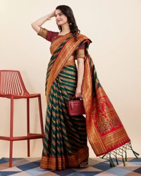 FWVLS BEAUTIFUL COTTON SILK RICH JAQUARD WORK SAREE WITH BLOUSE PIECE - Blue Dianne