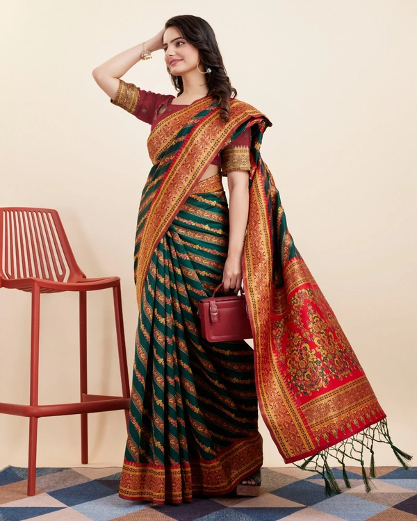 FWVLS BEAUTIFUL COTTON SILK RICH JAQUARD WORK SAREE WITH BLOUSE PIECE - Blue Dianne
