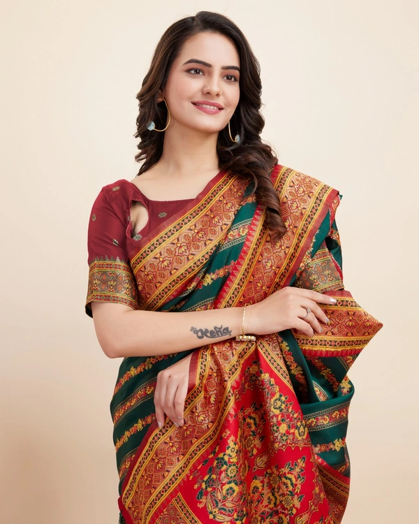 FWVLS BEAUTIFUL COTTON SILK RICH JAQUARD WORK SAREE WITH BLOUSE PIECE - Blue Dianne