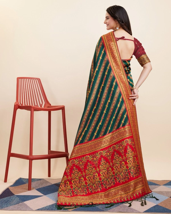 FWVLS BEAUTIFUL COTTON SILK RICH JAQUARD WORK SAREE WITH BLOUSE PIECE - Blue Dianne