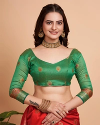 FWVLS BANARASI JAQUARD SILK SAREE WITH RICH RICH CONTRAST PALLU - Red