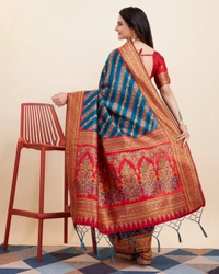 FWVLS BEAUTIFUL COTTON SILK RICH JAQUARD WORK SAREE WITH BLOUSE PIECE - Blue