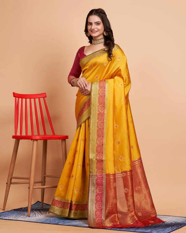 FWVLS BEAUTIFUL SOFT BANARASI SILK SAREE CRISTIN - Gold