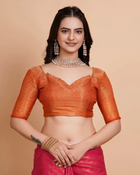FWVLS RICH CONTRAST BANARASI JAQUARD SILK SAREE - Hot Pink (Line Sequins)