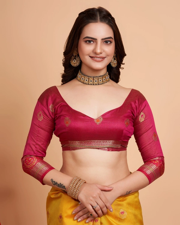 FWVLS BEAUTIFUL SOFT BANARASI SILK SAREE CRISTIN - Gold