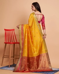 FWVLS BEAUTIFUL SOFT BANARASI SILK SAREE CRISTIN - Gold