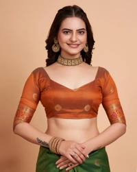 FWVLS BANARASI JAQUARD SILK SAREE WITH RICH RICH CONTRAST PALLU - Green