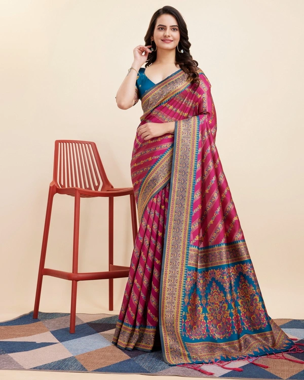 FWVLS BEAUTIFUL COTTON SILK RICH JAQUARD WORK SAREE WITH BLOUSE PIECE - Burnt Pink