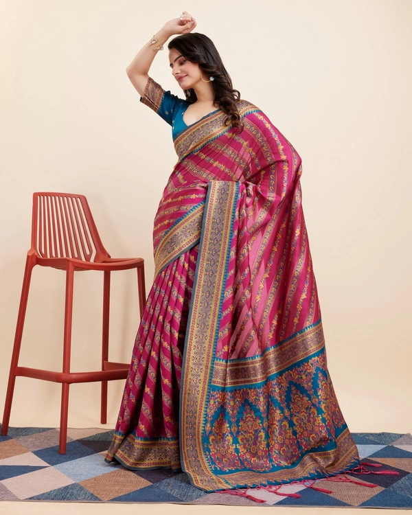 FWVLS BEAUTIFUL COTTON SILK RICH JAQUARD WORK SAREE WITH BLOUSE PIECE - Burnt Pink