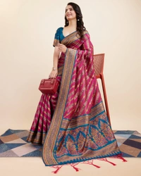 FWVLS BEAUTIFUL COTTON SILK RICH JAQUARD WORK SAREE WITH BLOUSE PIECE - Burnt Pink