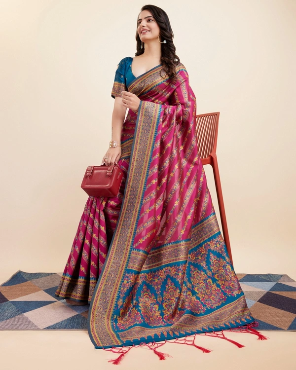 FWVLS BEAUTIFUL COTTON SILK RICH JAQUARD WORK SAREE WITH BLOUSE PIECE - Burnt Pink