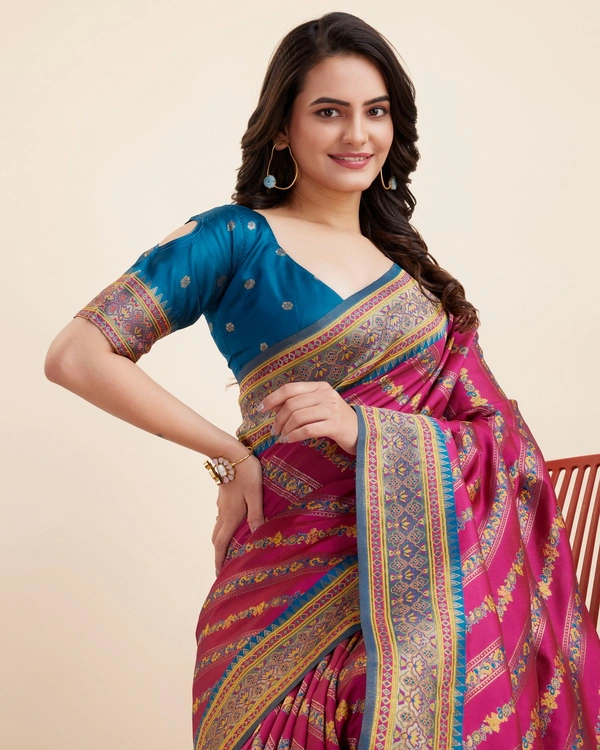 FWVLS BEAUTIFUL COTTON SILK RICH JAQUARD WORK SAREE WITH BLOUSE PIECE - Burnt Pink