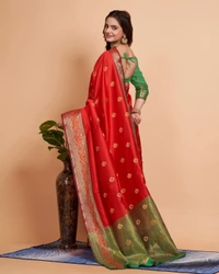 FWVLS BEAUTIFUL SOFT BANARASI SILK SAREE CRISTIN - Red