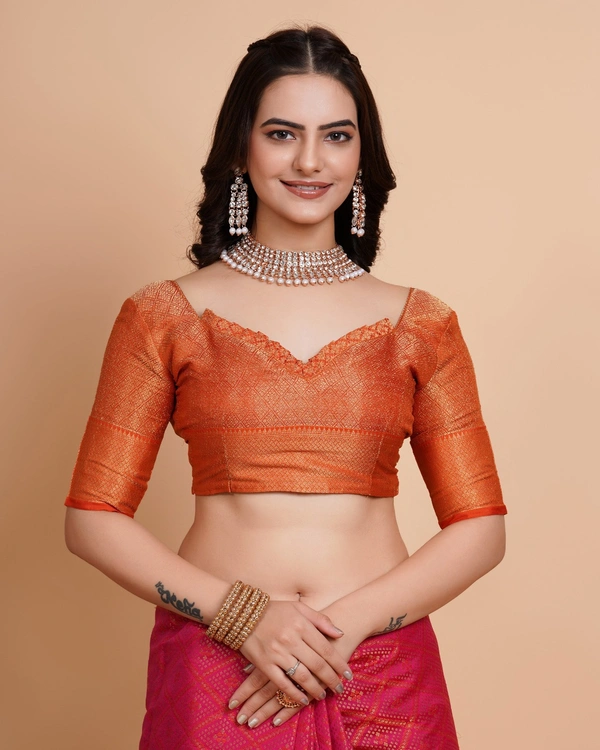 FWVLS RICH CONTRAST BANARASI JAQUARD SILK SAREE - Hot Pink (Check Sequins)