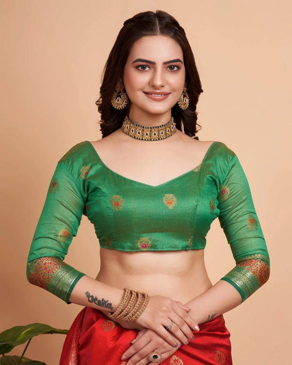 FWVLS BEAUTIFUL SOFT BANARASI SILK SAREE CRISTIN - Red