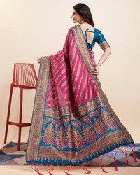 FWVLS BEAUTIFUL COTTON SILK RICH JAQUARD WORK SAREE WITH BLOUSE PIECE - Burnt Pink