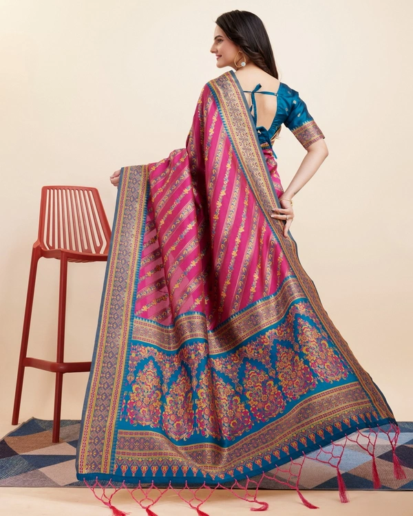 FWVLS BEAUTIFUL COTTON SILK RICH JAQUARD WORK SAREE WITH BLOUSE PIECE - Burnt Pink