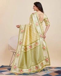 FWVLS BANARASI JAQUARD JARI THREAD SILK SAREE WITH BLOUSE PIECE - Light Lemon