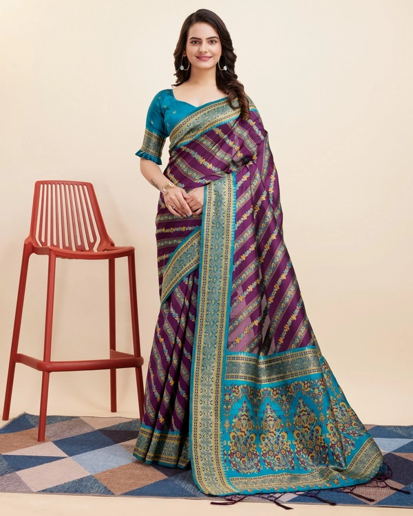 FWVLS BEAUTIFUL COTTON SILK RICH JAQUARD WORK SAREE WITH BLOUSE PIECE - Purple