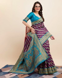 FWVLS BEAUTIFUL COTTON SILK RICH JAQUARD WORK SAREE WITH BLOUSE PIECE - Purple