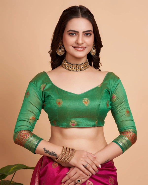 FWVLS BEAUTIFUL SOFT BANARASI SILK SAREE CRISTIN - Rani