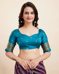FWVLS BEAUTIFUL COTTON SILK RICH JAQUARD WORK SAREE WITH BLOUSE PIECE - Purple