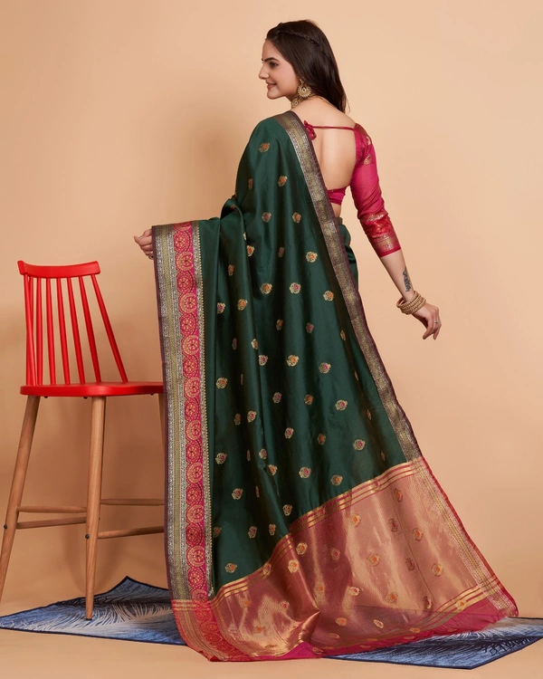FWVLS BEAUTIFUL SOFT BANARASI SILK SAREE CRISTIN - Lunar Green