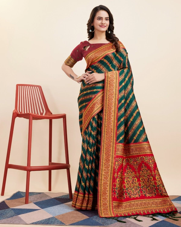 FWVLS BEAUTIFUL COTTON SILK RICH JAQUARD WORK SAREE WITH BLOUSE PIECE - Blue Dianne