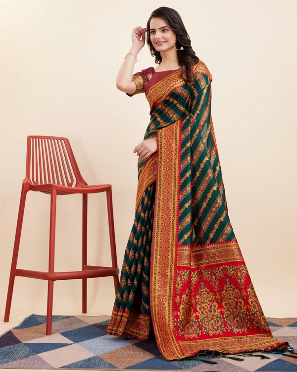 FWVLS BEAUTIFUL COTTON SILK RICH JAQUARD WORK SAREE WITH BLOUSE PIECE - Blue Dianne