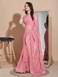 FWVLS PARTY WEAR SOFT ZOMATO SILK SAREE WITH BLOUSE PIECE - Pink