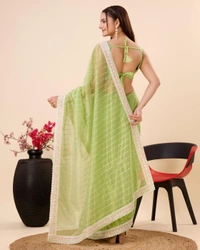 FWVLS PARTY WEAR SEQUINS EMBROIDERED SOFT NET SAREE WITH BLOUSE - Green