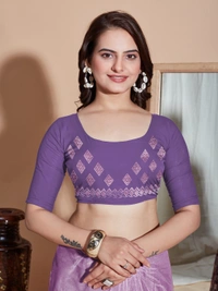 FWVLS DESIGNER SOFT NET SEQUINS WORK SAREE WITH BLOUSE PIECE - Purple