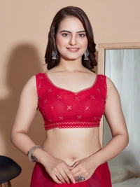 FWVLS PARTY WEAR SOFT ZOMATO SILK SAREE WITH BLOUSE PIECE - Red