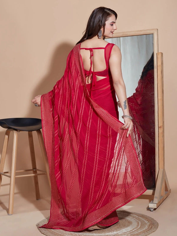 FWVLS PARTY WEAR SOFT ZOMATO SILK SAREE WITH BLOUSE PIECE - Red
