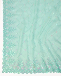 FWVLS PARTY WEAR TABBY SILK ORGANZA SAREE WITH BLOUSE PIECE - Aqua