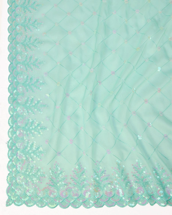 FWVLS PARTY WEAR TABBY SILK ORGANZA SAREE WITH BLOUSE PIECE - Aqua
