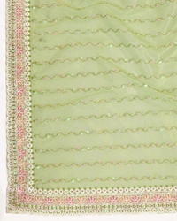 FWVLS PARTY WEAR SEQUINS EMBROIDERED SOFT NET SAREE WITH BLOUSE - Green