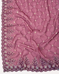 FWVLS PARTY WEAR TABBY SILK ORGANZA SAREE WITH BLOUSE PIECE - Wine