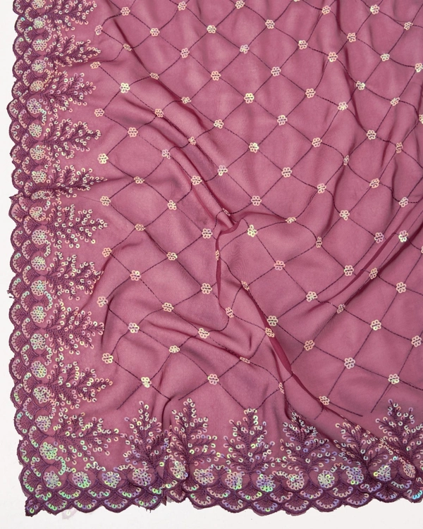 FWVLS PARTY WEAR TABBY SILK ORGANZA SAREE WITH BLOUSE PIECE - Wine