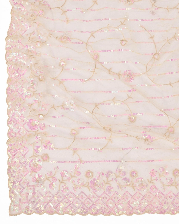 FWVLS PARTY WEAR SOFT NET EMBROIDERED DESIGNER SAREE WITH BLOUSE PIECE - Peach