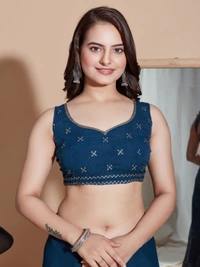 FWVLS PARTY WEAR SOFT ZOMATO SILK SAREE WITH BLOUSE PIECE - Blue